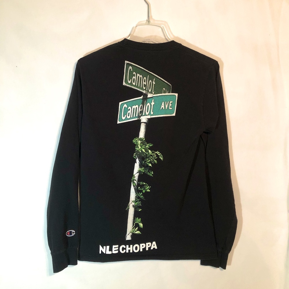 🟢3/$25 NLE Choppa x Champion “Camelot” Black Long Sleeve Mens S